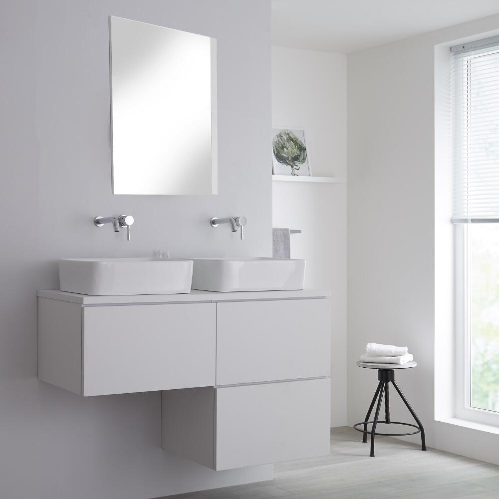 Newington Wastafelmeubel met Opzetwastafel en L-Vormige Onderkast Wit 120cm
