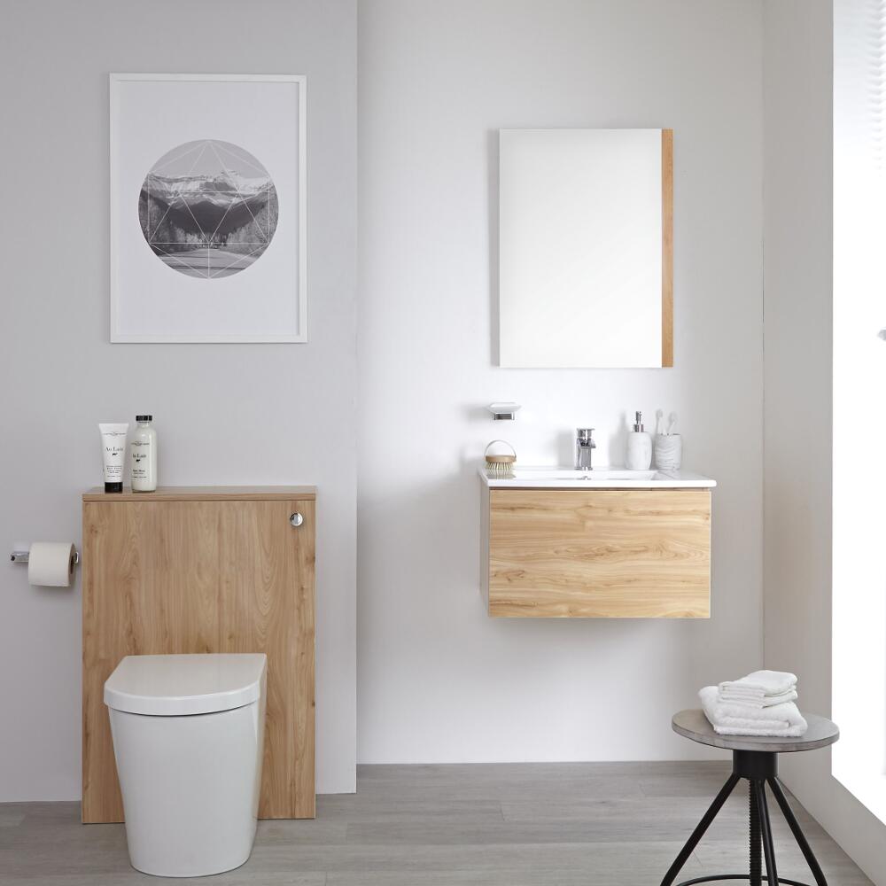 Staand Keramisch Toilet + Stortbak Ombouw + Stortbak 3/6L Goud Eiken - Newington