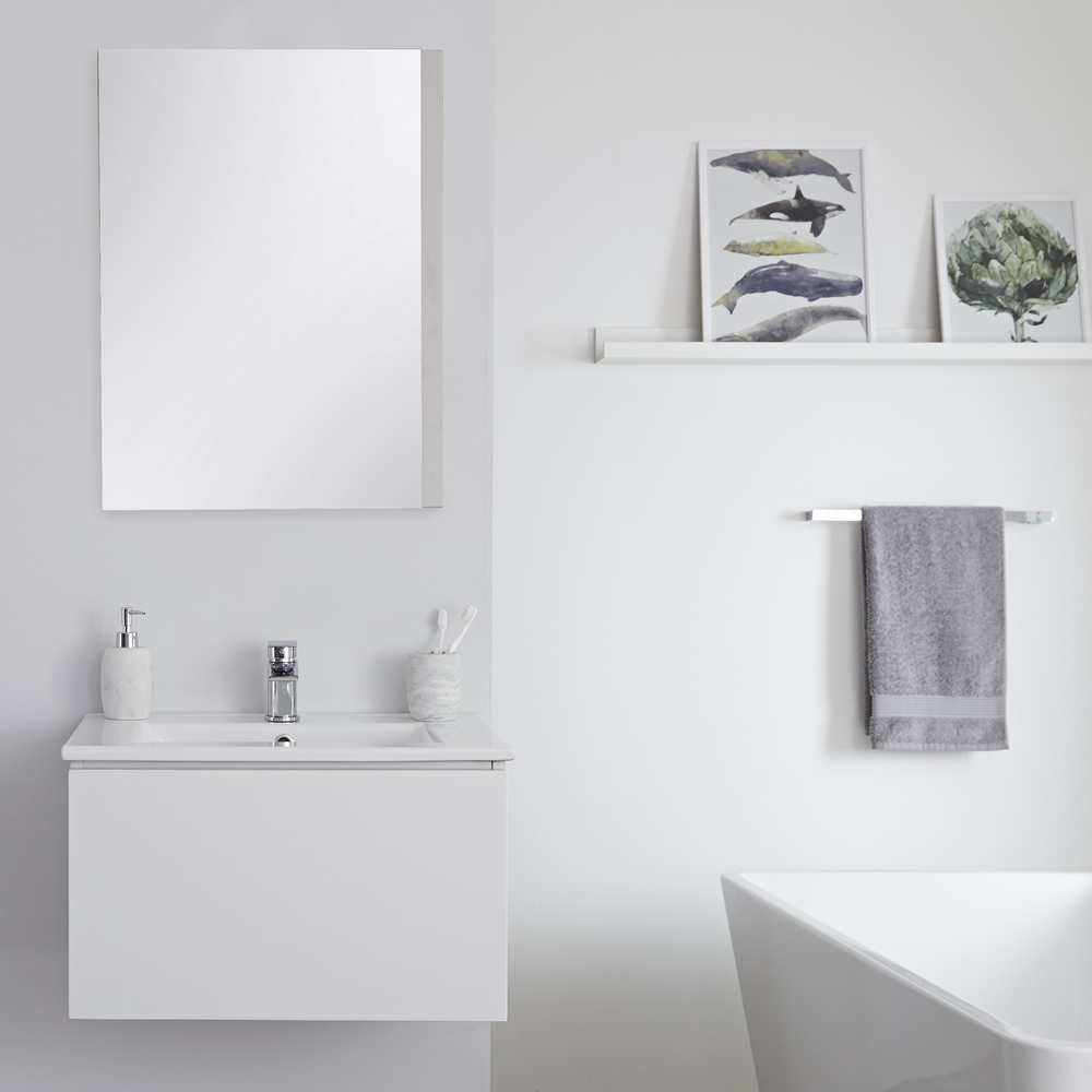 Wastafelmeubel + Enkele Wastafel Hangend Mat Wit 60cm – incl/excl. LED - Newington