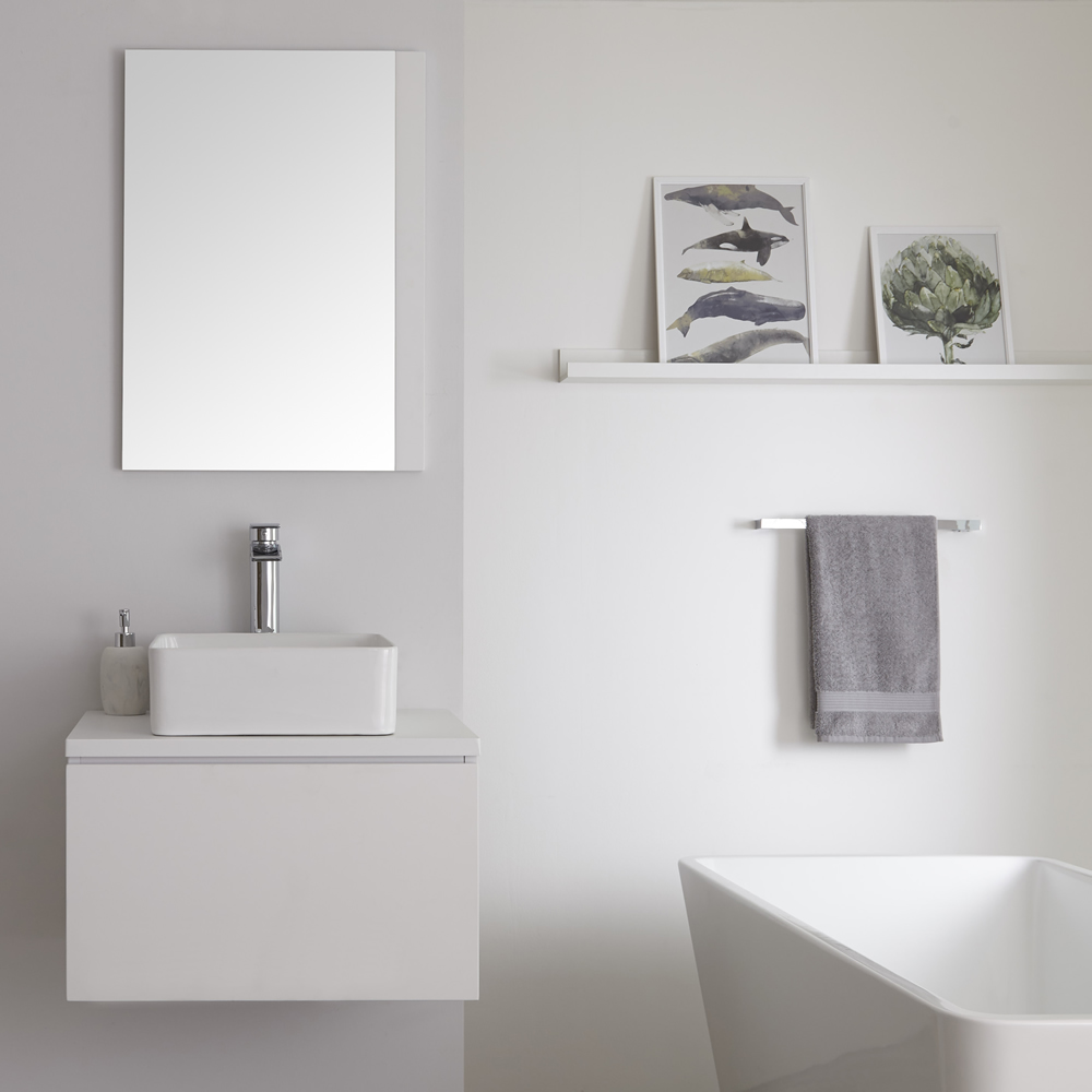 Newington Badkamermeubel Mat Wit incl. Keramische Opzetwastafel 60cm