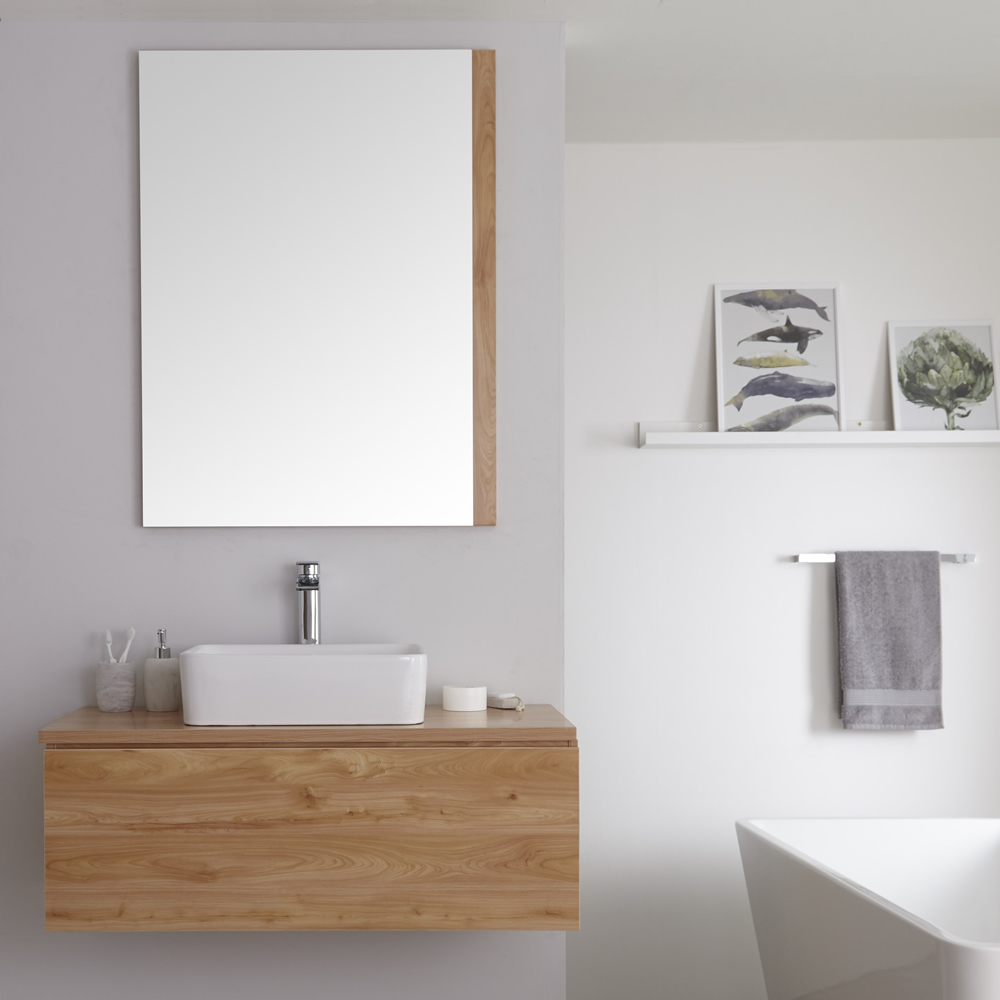 Newington Badkamermeubel Goud Eiken incl. Keramische Opzetwastafel 100cm
