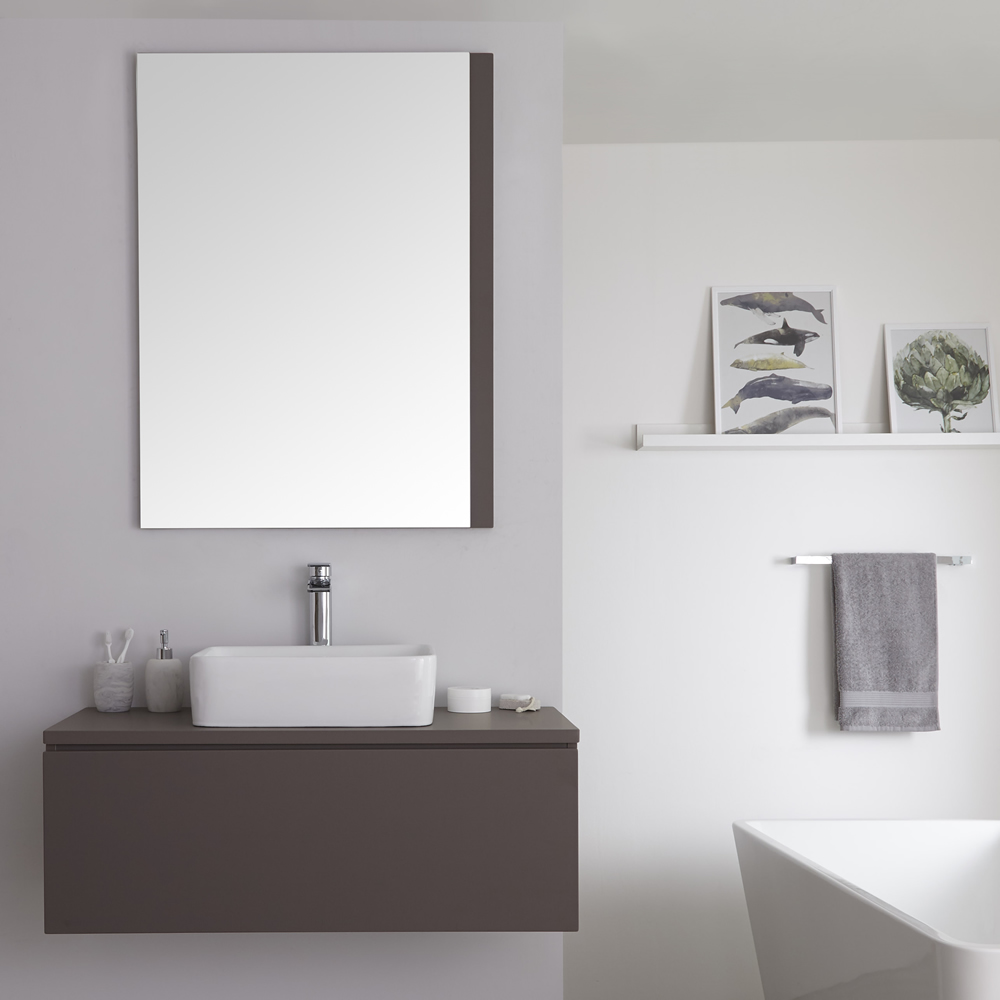 Wastafelmeubel + 1 x Opzetwastafel Hangend Mat Grijs 100cm – incl/excl. LED -Newington