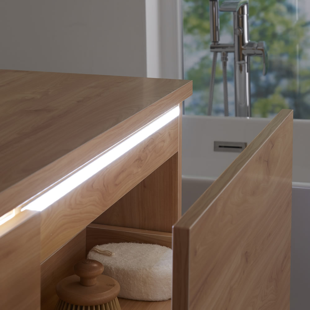 Wastafelmeubel + 2 x Opzetwastafel Hangend Goud Eiken 120cm – incl/excl. LED - Newington