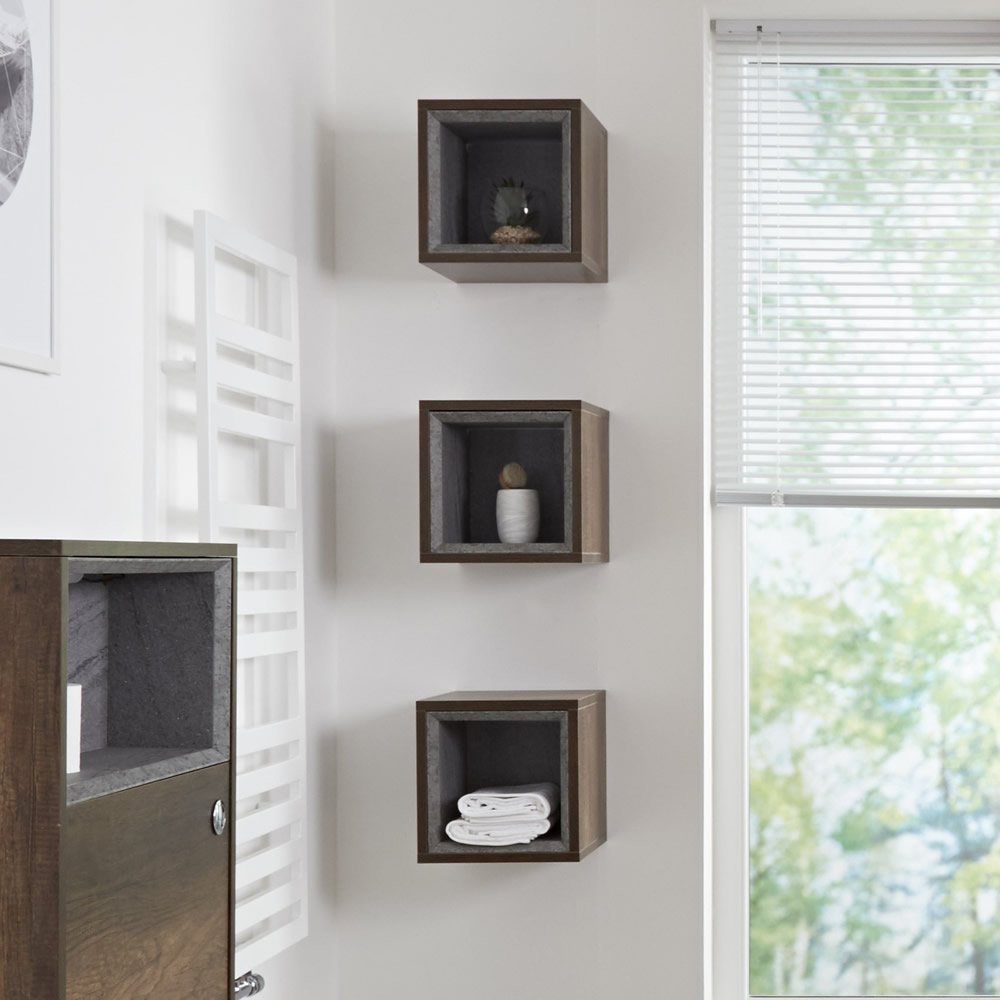 Hoxton Open Badkamerkast Hangend Donker Eiken 30cm
