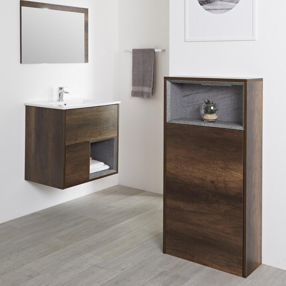 Hoxton Moderne Open Badkamerkast Donker Eiken - 115cm