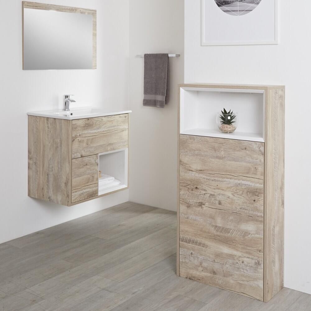 Hoxton Moderne Open Badkamerkast Licht Eiken - 115cm