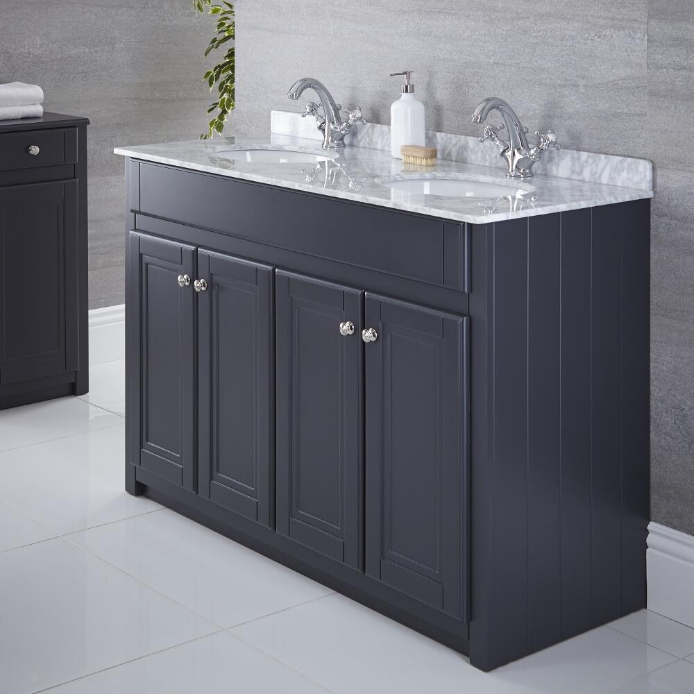 Charlton Traditioneel Wastafelmeubel MDF / Keramiek / Graniet Antraciet 120cm x 82cm x 50cm