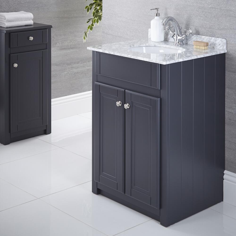 Charlton Traditioneel Wastafelmeubel MDF / Keramiek / Graniet Antraciet 60cm x 82cm x 50cm