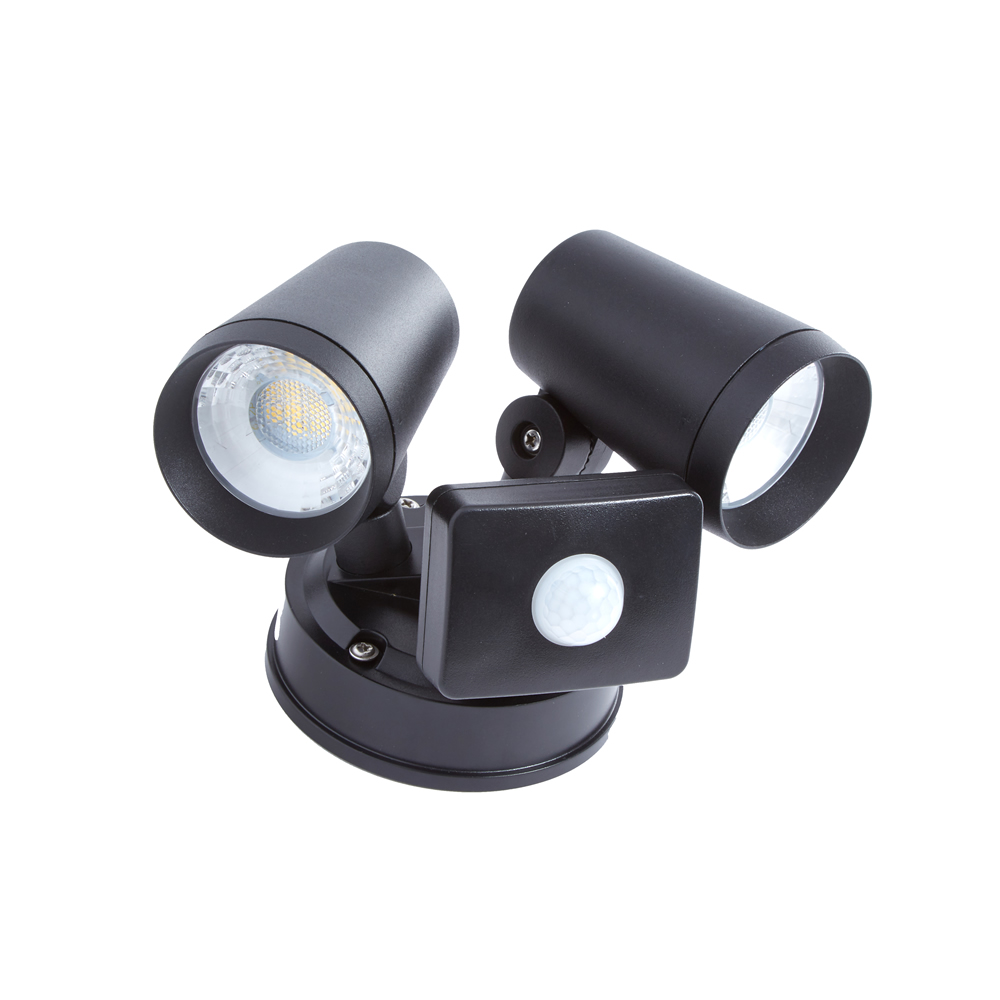 Wels 16W LED Wandlamp Buiten Aluminium Zwart IP65 2 x Spots