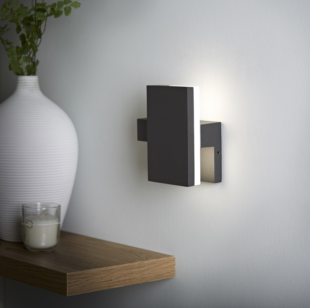 Tun 9W LED Wandlamp Binnnenshuis Vierkant IP65 -Verkrijgbaar in Antraciet & Zwart