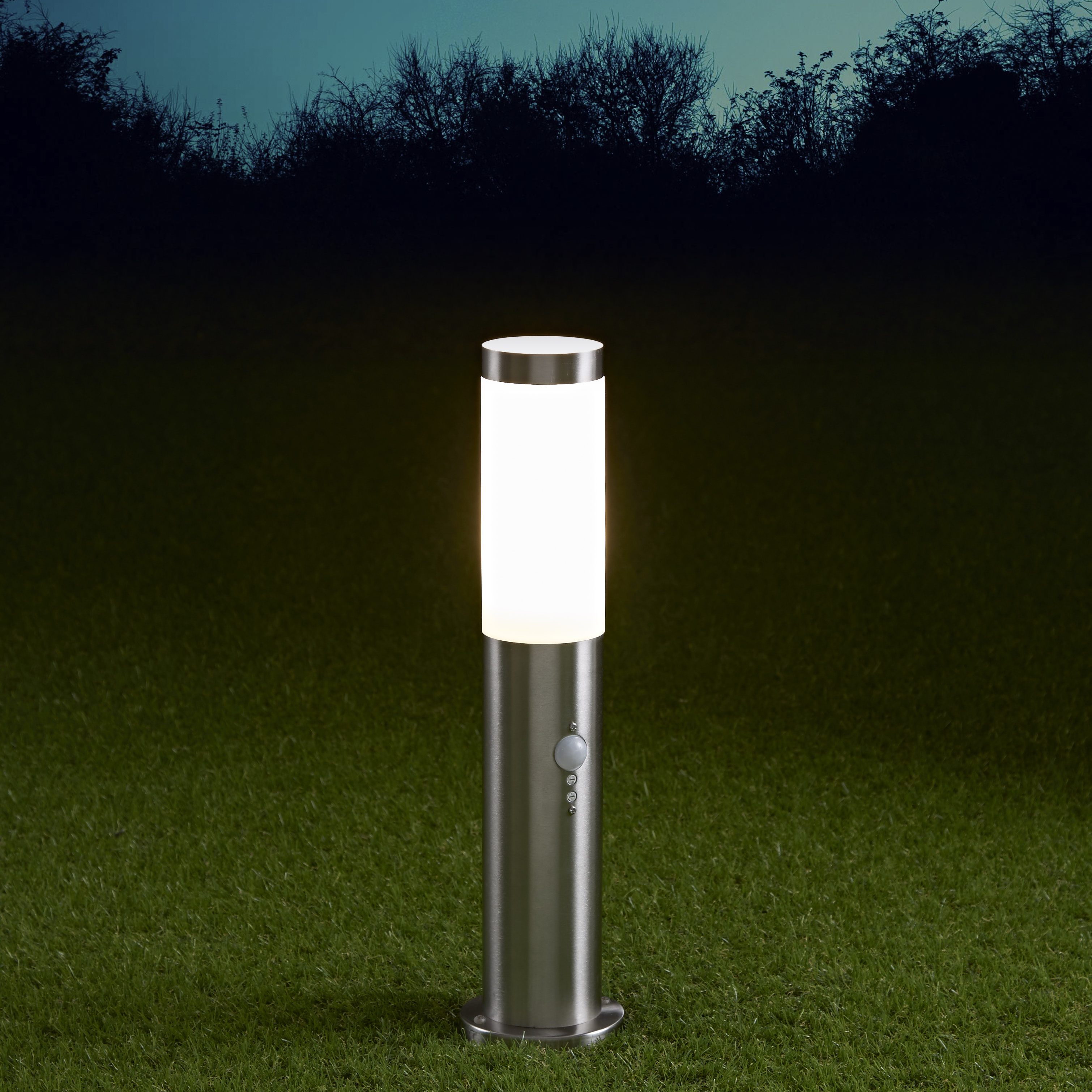 Biard Le Mans RVS Sokkellamp met PIR Sensor - E27 / IP44 - 45cm Hoog