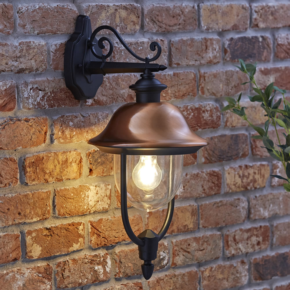 Biard Verona Dimbare Wandlamp Buiten Hangende Zwart Koper excl. lamp E27 / IP44