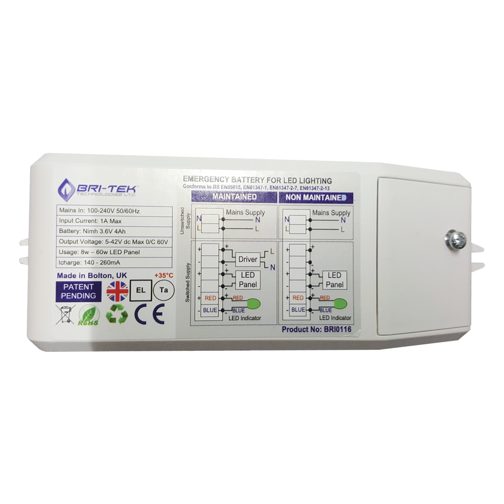 Bri-Tek Reserve Accu voor Paneelverlichting min 8W - max 60W
