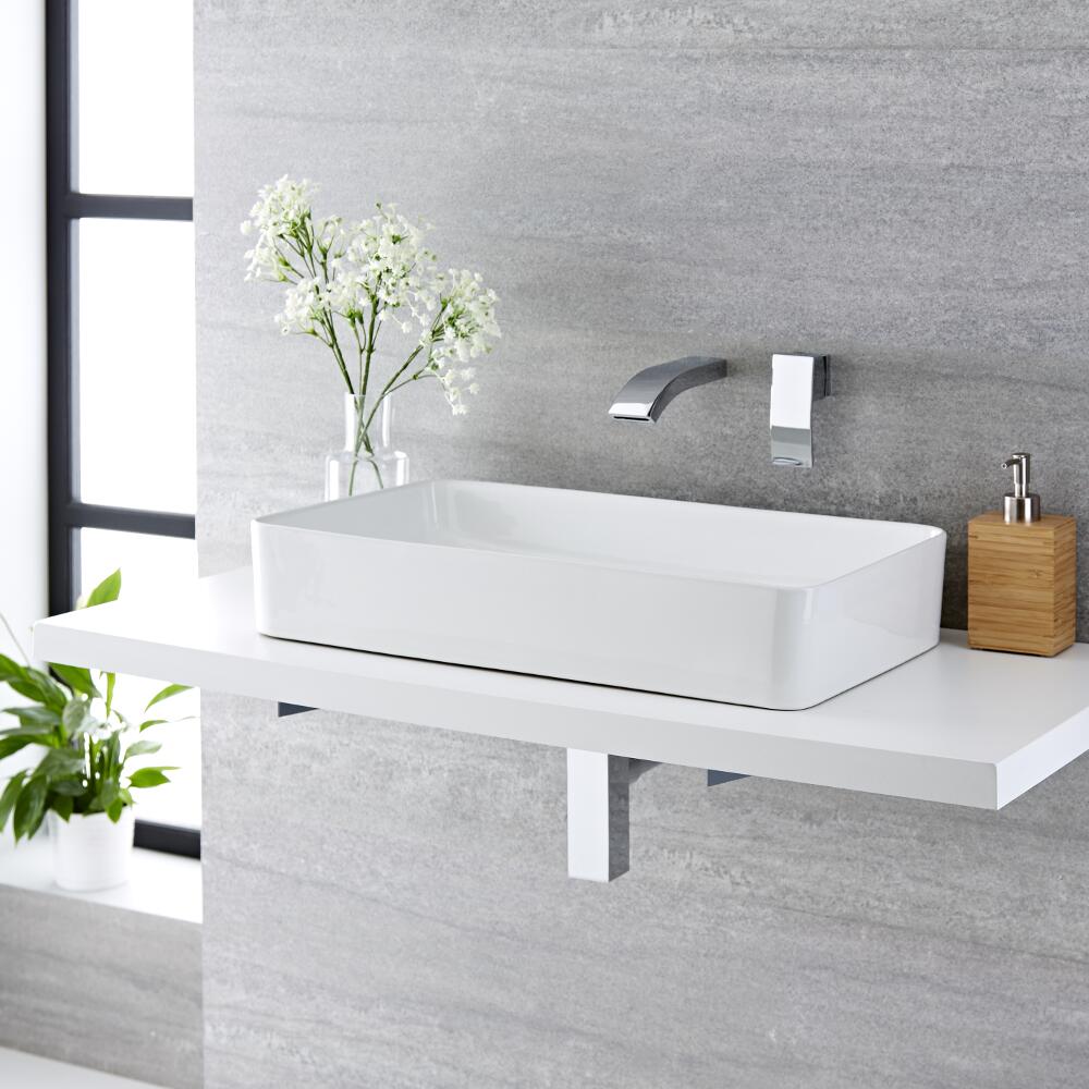 Razor Wandmengkraan & Alswear Opzetwastafel Wit Keramiek Rechthoekig 61 x 35 x 11cm