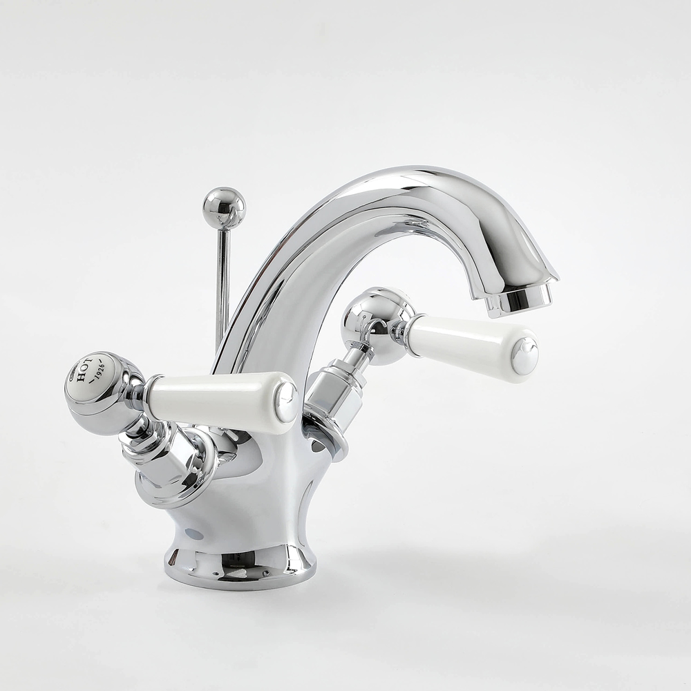 Wastafelmengkraan Klassiek Steel Handvat | Chroom en Wit | Elizabeth
