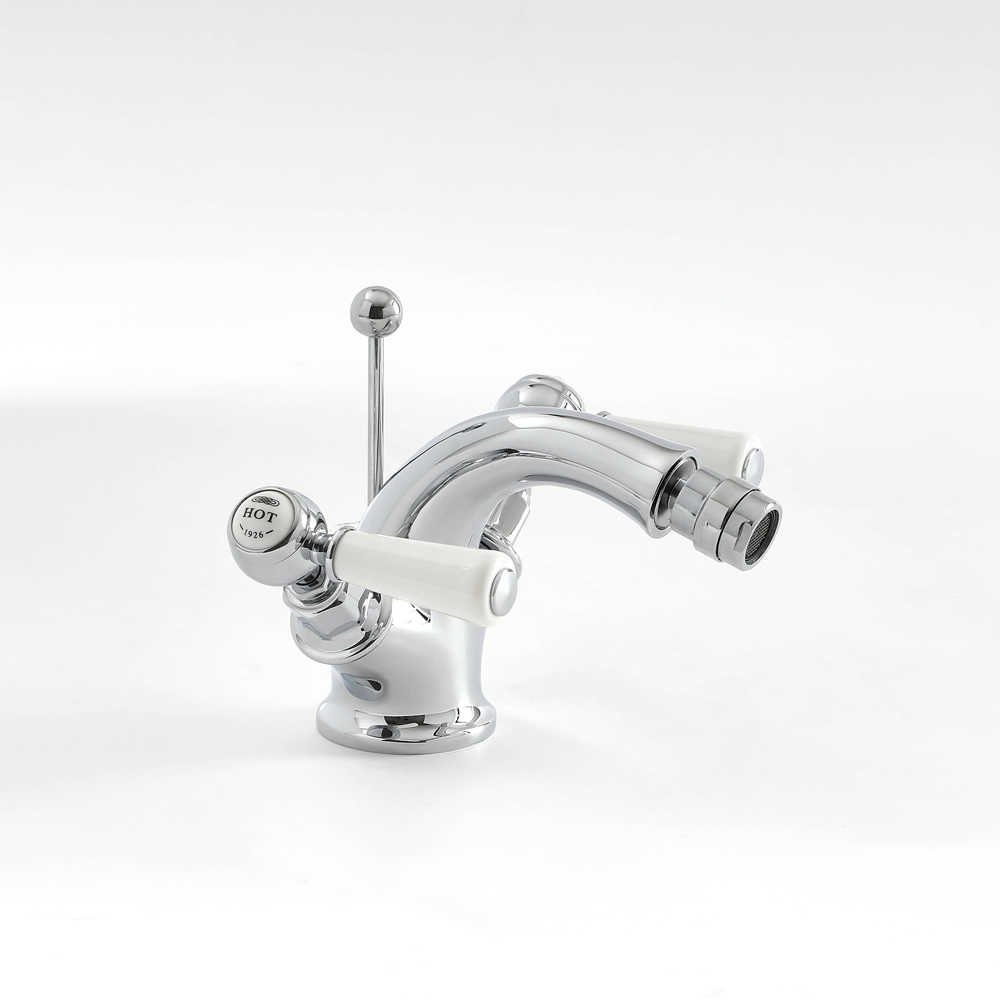 Bidetkraan Klassiek Steel Handvat | Chroom en Wit | Elizabeth