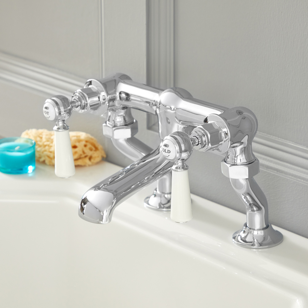 Badmengkraan Badbevestiging Klassiek Steel Handvat |Chroom & Wit | Elizabeth