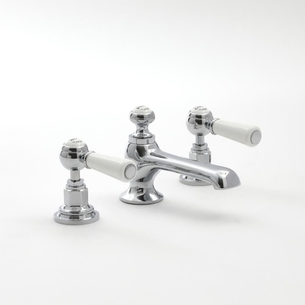 3-gats Wastafelmengkraan Klassiek Steel Handvat | Chroom en Wit | Elizabeth