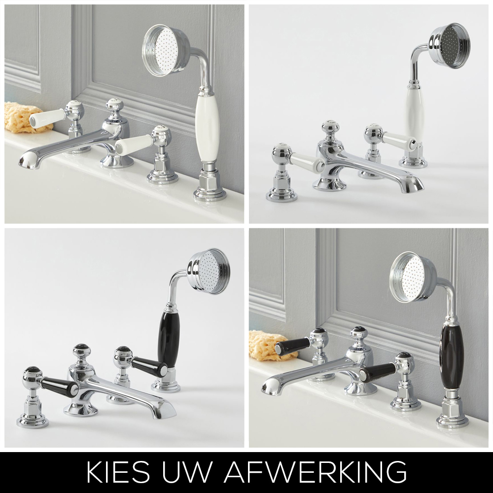 4-gats Badmengkraan en Handdouche Klassiek Steel Handvat | Kies de Afwerking | Elizabeth