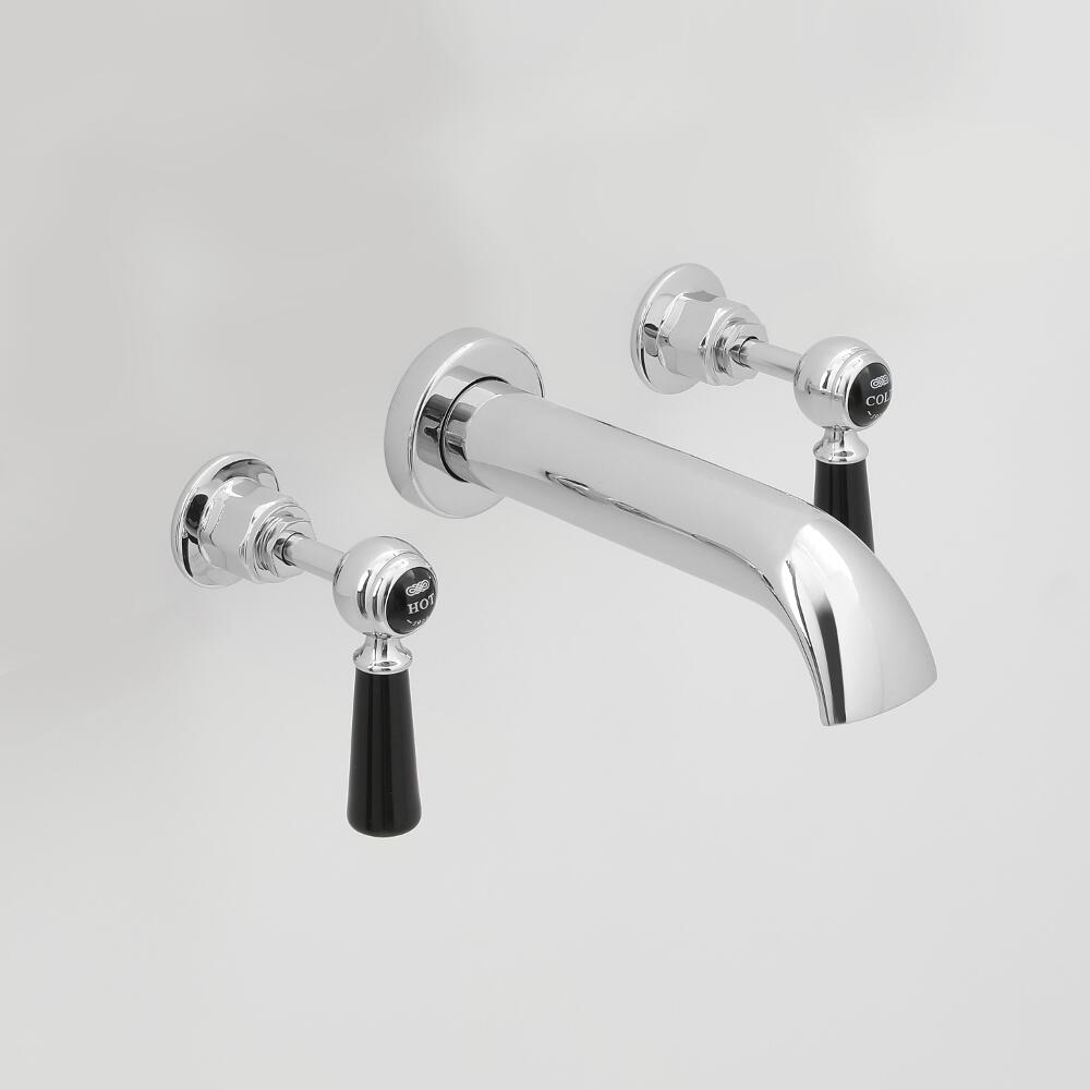 3-gats Badmengkraan Muurbevestiging Klassiek Steel Handvat | Chroom en Zwart | Elizabeth