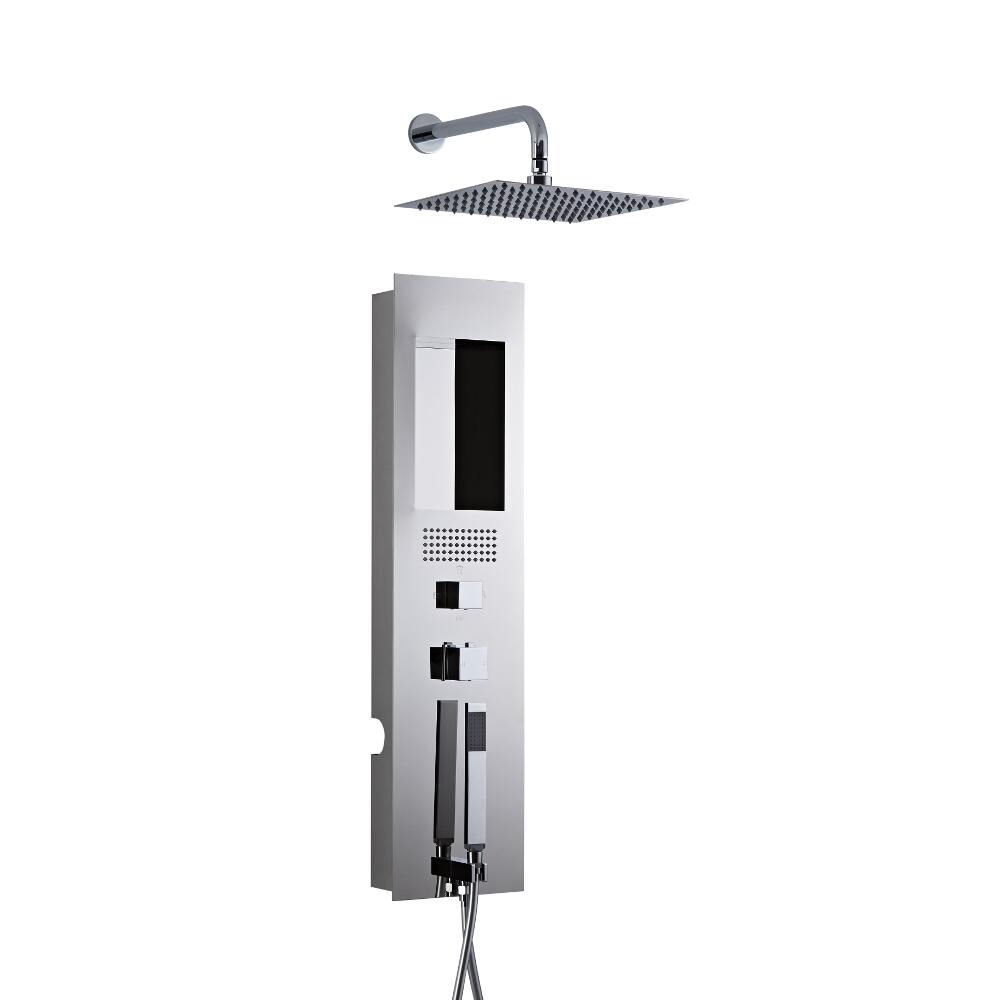 Llis 2-delig Inbouw Douchepaneel Thermostatisch Chroom met RVS Douchekop 30 x 30 cm Muurbevestiging