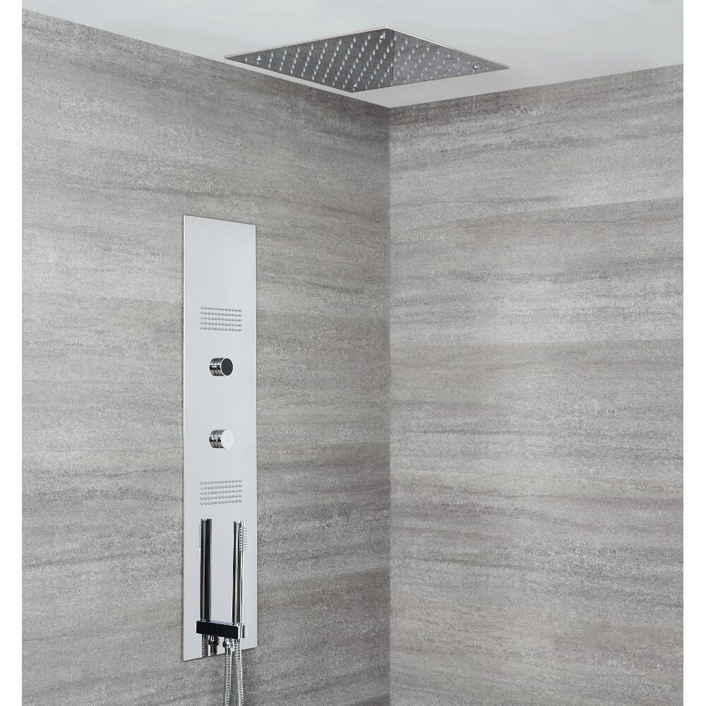Narus 3-weg Thermostatisch Digitaal Inbouw Douchepaneel & Plafonddouchekop 40 x 40cm