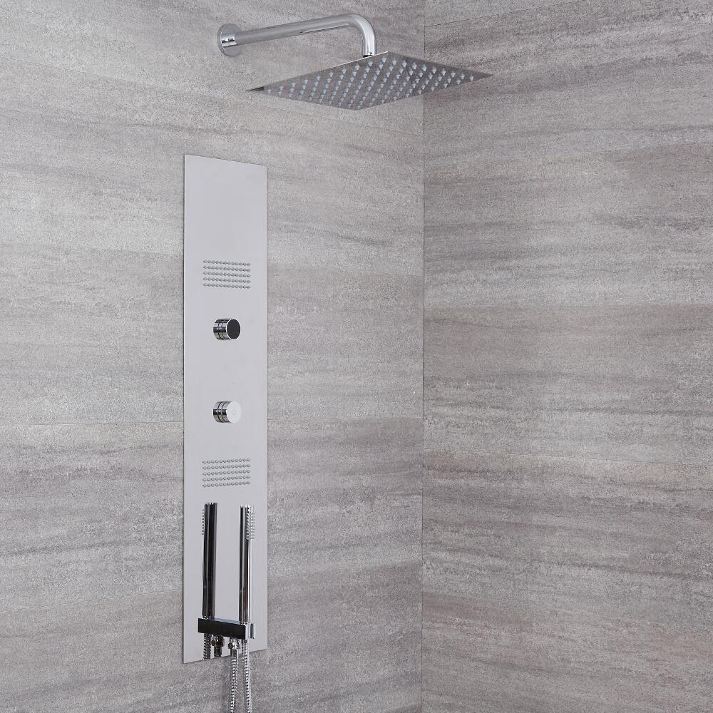 Narus 3-weg Thermostatisch Digitaal Inbouw Douchepaneel & Douchekop- & Arm 30 x30 cm