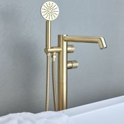 Vrijstaande Badmengkraan met Handdouche Thermostatisch Modern | Keuze Afwerking | Lune