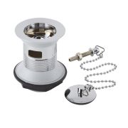 Afvoerplug Klassiek voor Wastafel met Overloop Inclusief Stop met Ketting | Keuze Afwerking