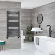 Handdoekradiator Dual Fuel / Hybride Antraciet Vlak - Incl. Verwarmingselement, T-Stuk en Radiatorkranen | Keuze Afmeting | Neva