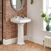 Wastafel met Zuil Klassiek 59cm 2 x Kraangaten Wit | Windsor