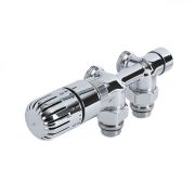 Thermostatische H-Blok Radiatorkranen Haaks Chroom | Keuze Maat Adapter
