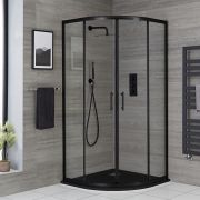 Douchecabine Kwadrant 90cm Zwart Profiel | Keuze Afwerking Douchebak | Nox