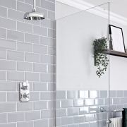 Doucheset Klassiek Inbouw 1-Weg Thermostatisch Douchekop 15cm Rond met Plafondarm Chroom en Wit | Elizabeth