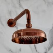 Douchekop 20.5cm Rond met Muurbevestigde Douchearm - Klassiek, Satijn Koper | Elizabeth