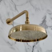 Douchekop 30cm Rond met Muurbevestigde Douchearm Klassiek - Satijn Goud | Elizabeth