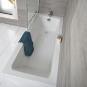 Ligbad Glanzend Wit met Voorpaneel en Inklapbare Badwand | Keuze Afmeting Bad | Opties voor Zijpaneel en Afvoerplug met Sifon | Exton