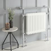 Handdoekradiator Dual Fuel / Hybride Klassiek Wit 79cm x 93cm Optionele Wifi Thermostaat en Kabelafdekking | Elizabeth