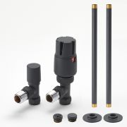 Radiatorkranen Thermostatisch Haaks Modern met Radiatorbuizen - Antraciet
