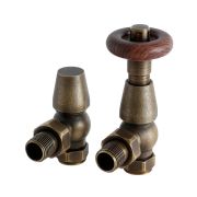 Radiatorkraan Thermostatisch Haaks met Voetventiel (Retourafsluiter) - Klassiek - Messing | Windsor