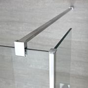 Vaste Douchewand 195cm Hoog met Stabilisatiestang - Chroom | Keuze Afmeting en Optie Zijwand | Portland