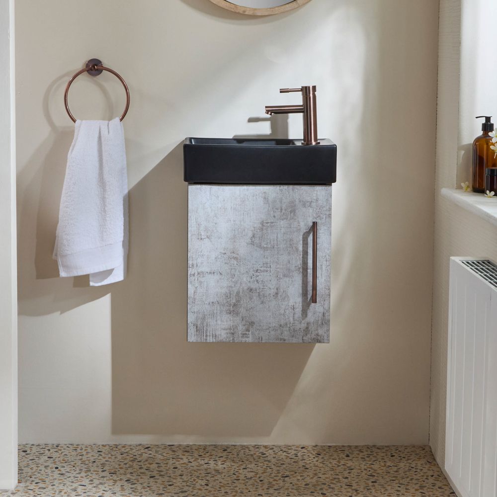Planetmöbel Wastafel met onderkast 40 cm met matzwarte kraan