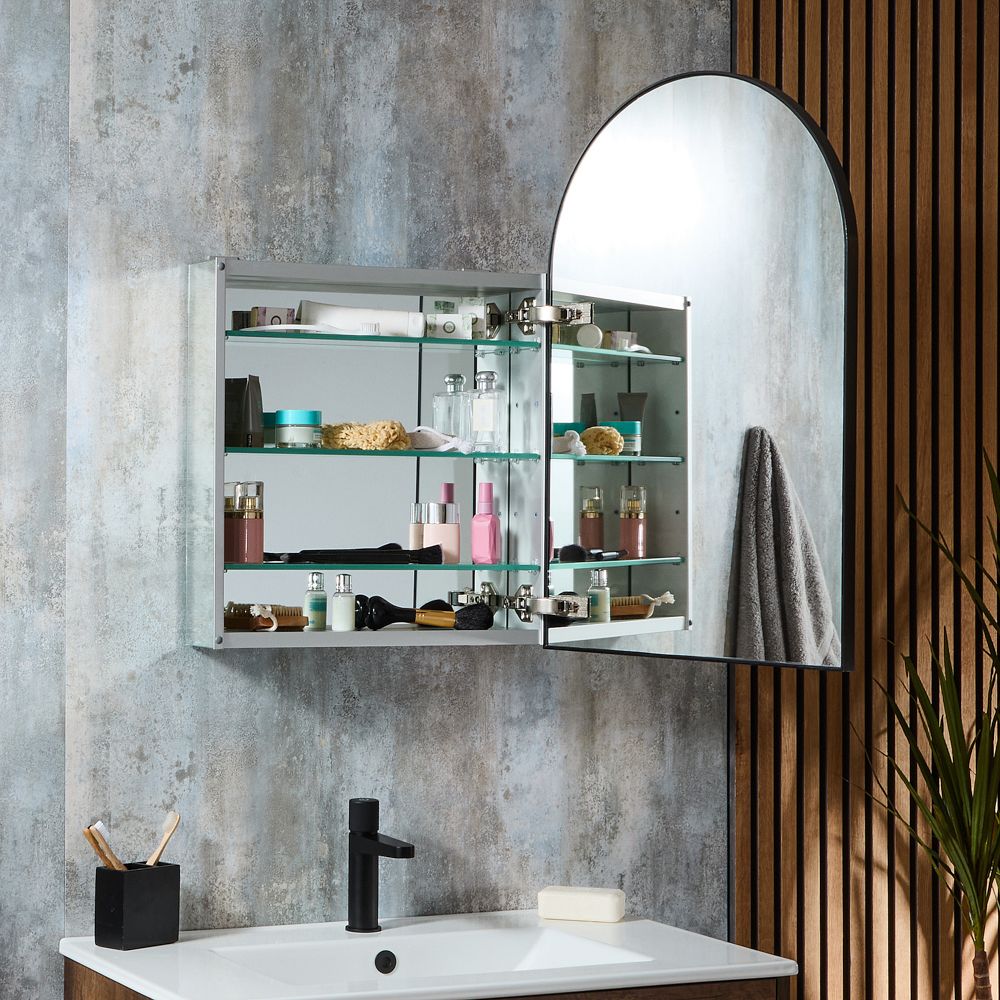 VASAGLE - badkamerkast 50×60 cm - spiegelkast - met LED - met