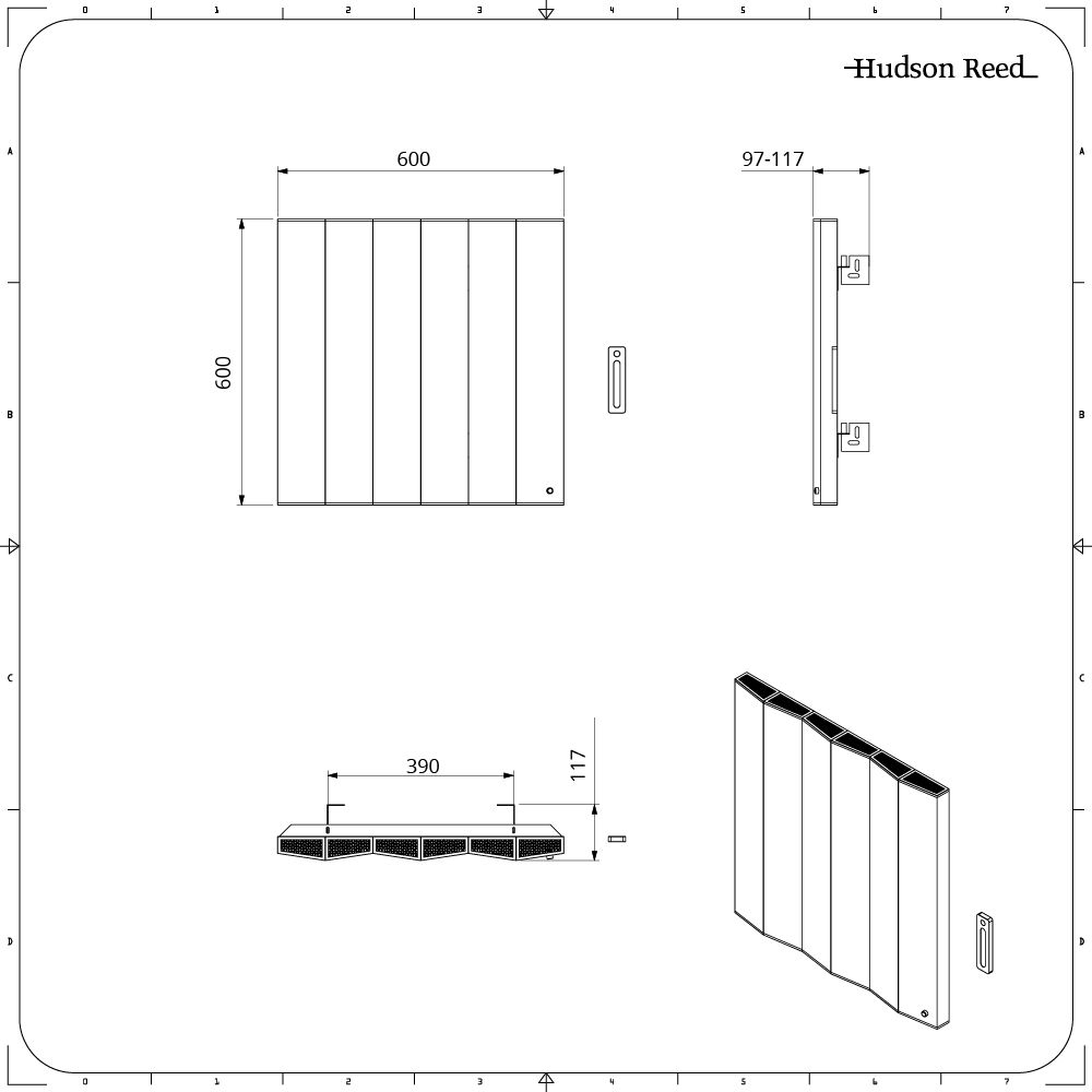 Design Radiator Elektrisch Horizontaal Aluminium 60cm x 60cm Zwart ...