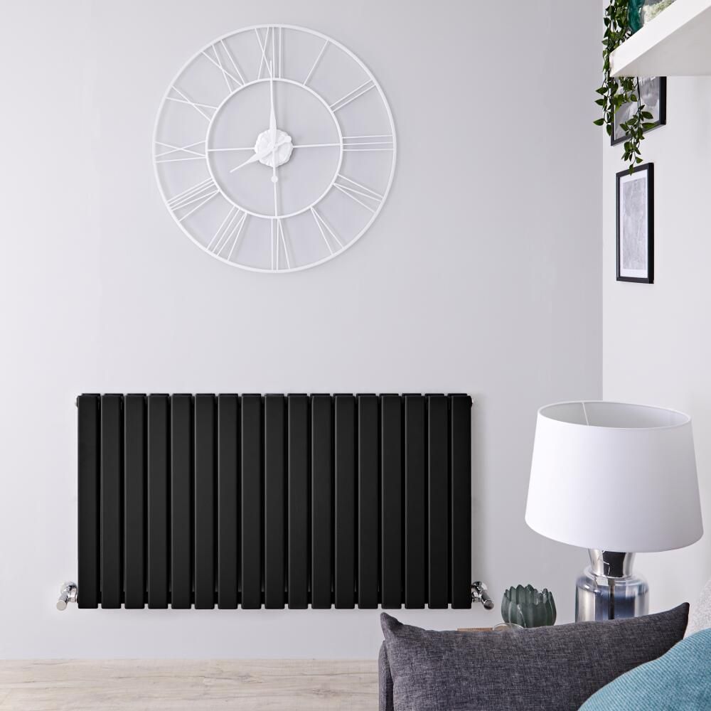 Horizontale Design Radiator Dubbel Paneel 63,5cm x 119cm - Zwart | Delta