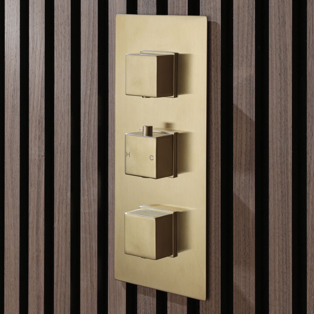 Thermostatische opbouw douchekraan met handdouche in campagne goud - Windsor Bathrooms & Kitchens