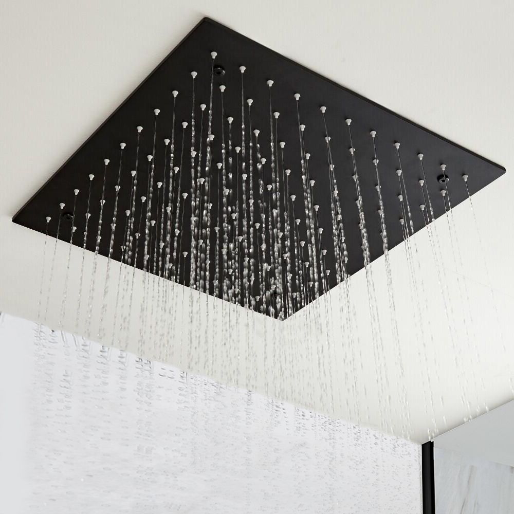Douchekolom SucceBuy Doucheset, Douchesysteem Met 305 Mm Vierkante Douchekop Handdouche En Afwerkset Wandmontage Matzwarte Afwerking
