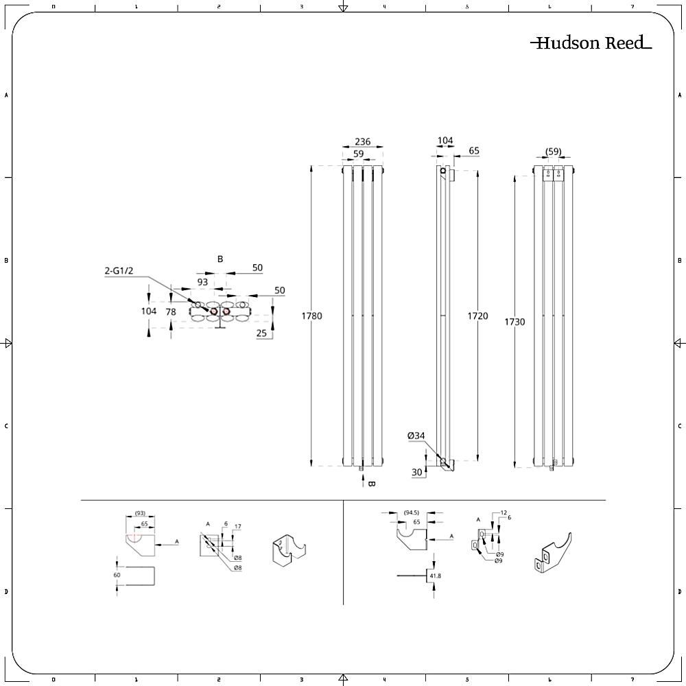 Design Radiator CV Verticaal (Dubbel Paneel) Modern 178cm x 23,6cm ...