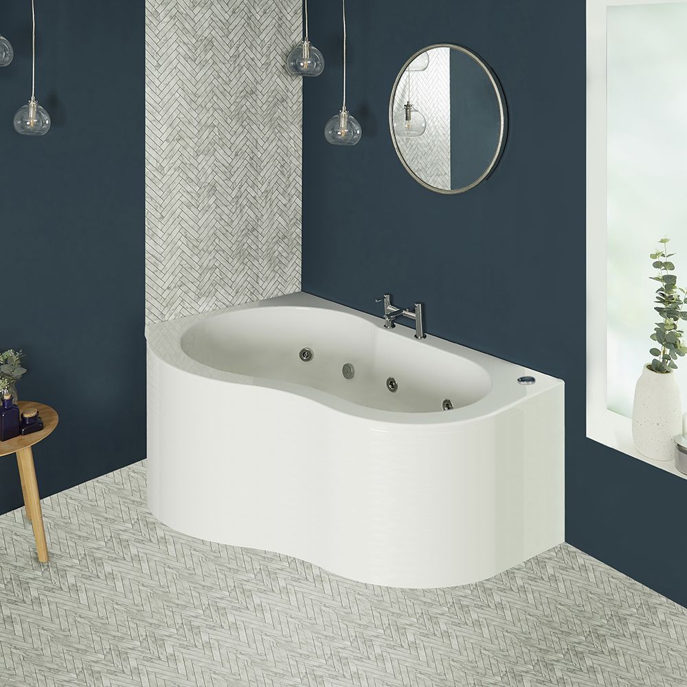 Whirlpool HoekBad Modern Glanzend Wit 150cm x 100cm met Paneel