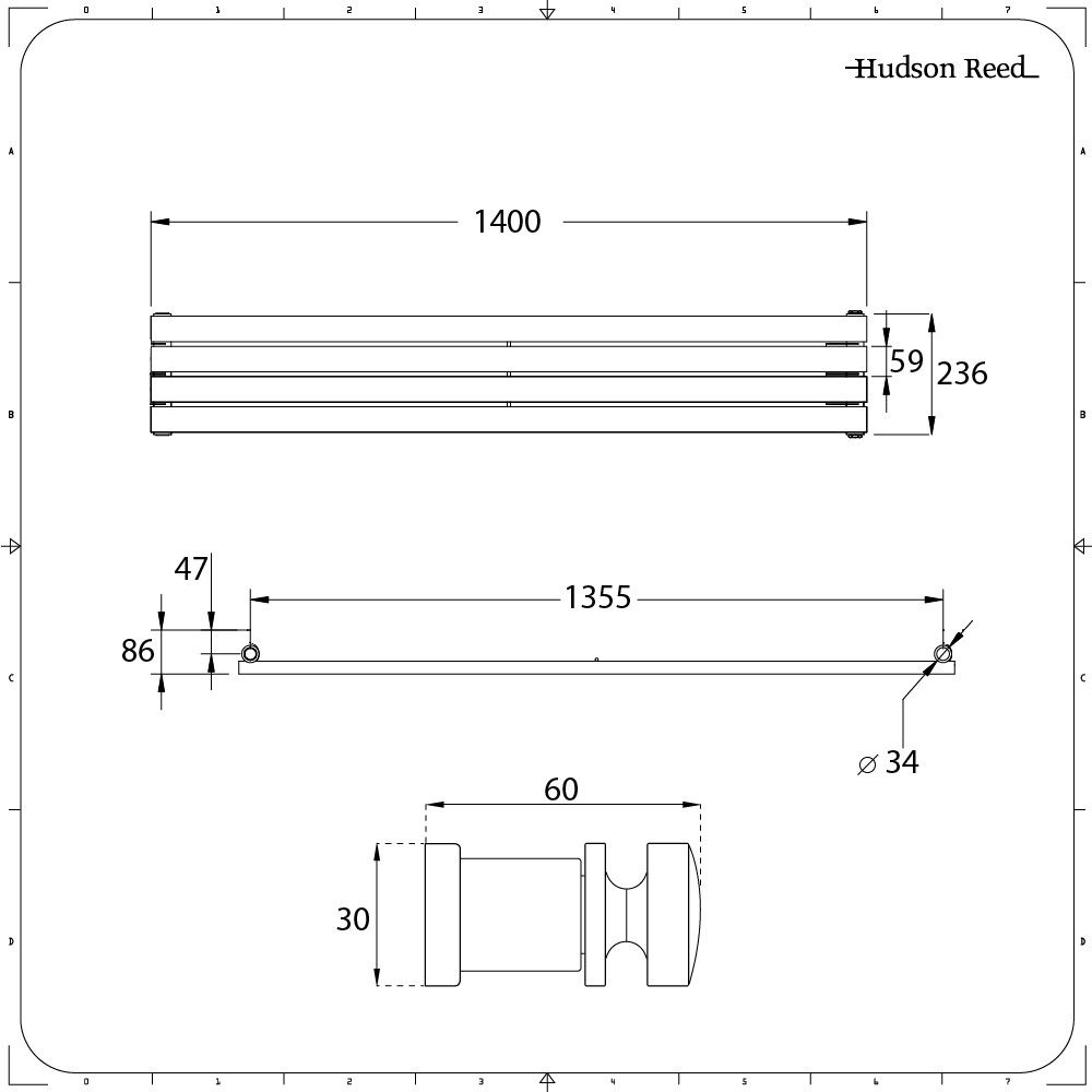 Design Radiator CV Horizontaal (Enkel Paneel) Modern 23,6cm x 140cm ...